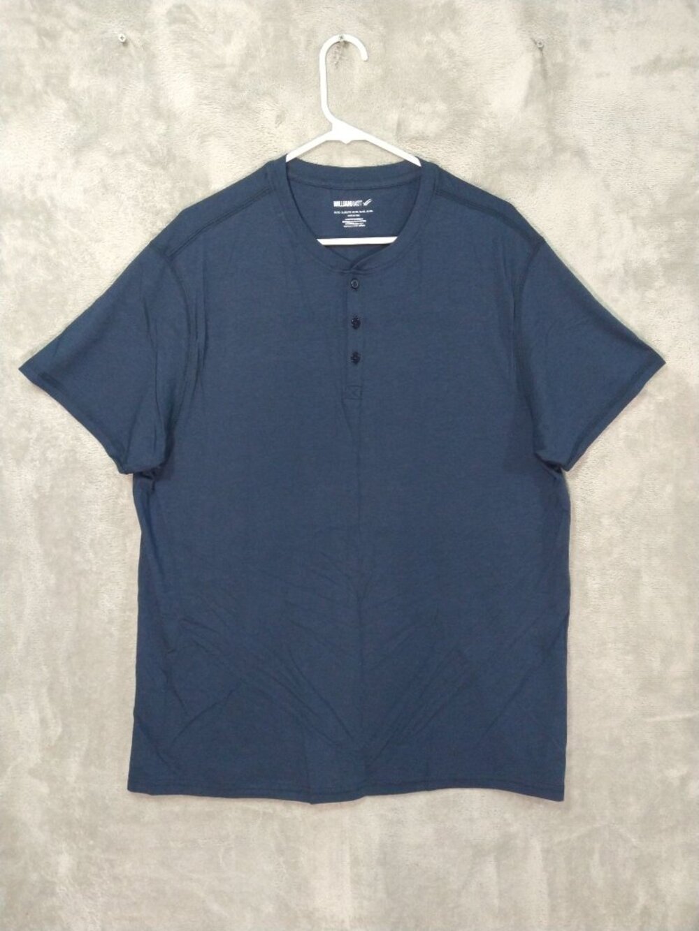 William Rast Shirt Mens 2XL Blue Henley Pima Cotton Modal Short Sleeve